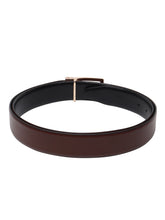 Load image into Gallery viewer, Men Black & Brown Solid Reversible Leather Belt
