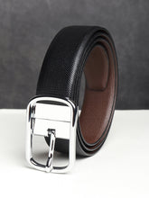 Load image into Gallery viewer, Men Black & Brown Solid Reversible Leather Belt