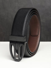 Load image into Gallery viewer, Men Black & Brown Solid Reversible Leather Belt
