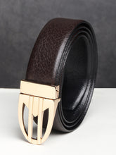Load image into Gallery viewer, Men Black & Brown Solid Reversible Leather Belt