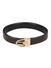 Load image into Gallery viewer, Men Black & Brown Solid Reversible Leather Belt