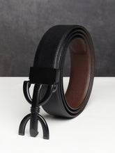 Load image into Gallery viewer, Men Black & Brown Solid Reversible Leather Belt