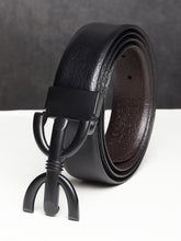 Load image into Gallery viewer, Men Black & Brown Solid Reversible Leather Belt