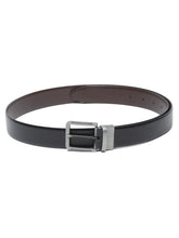 Load image into Gallery viewer, Men Black Textured Genuine Leather Reversible Belt
