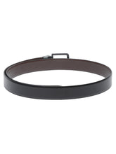 Load image into Gallery viewer, Men Black Textured Genuine Leather Reversible Belt
