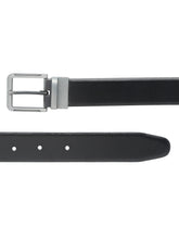 Load image into Gallery viewer, Men Black Textured Genuine Leather Reversible Belt