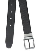 Load image into Gallery viewer, Men Black Textured Genuine Leather Reversible Belt