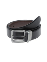 Load image into Gallery viewer, Men Black Textured Genuine Leather Reversible Belt