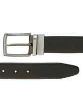 Load image into Gallery viewer, Men Black Textured Genuine Leather Reversible Belt