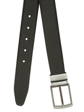 Load image into Gallery viewer, Men Black Textured Genuine Leather Reversible Belt