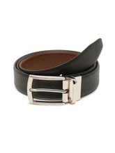 Load image into Gallery viewer, Men Black Textured Genuine Leather Reversible Belt