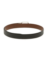 Load image into Gallery viewer, Men Black Textured Genuine Leather Reversible Belt