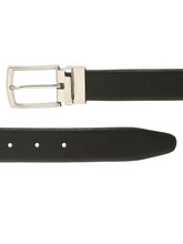 Load image into Gallery viewer, Men Black Textured Genuine Leather Reversible Belt