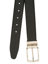 Load image into Gallery viewer, Men Black Textured Genuine Leather Reversible Belt