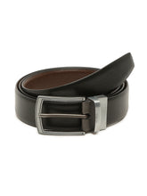 Load image into Gallery viewer, Men Black Textured Genuine Leather Reversible Belt