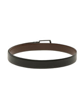Load image into Gallery viewer, Men Black Textured Genuine Leather Reversible Belt