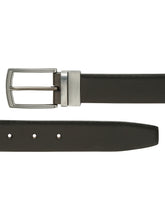 Load image into Gallery viewer, Men Black Textured Genuine Leather Reversible Belt