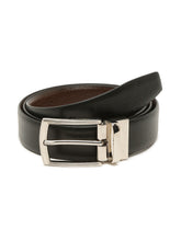 Load image into Gallery viewer, Men Black Textured Genuine Leather Reversible Belt