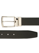 Load image into Gallery viewer, Men Black Textured Genuine Leather Reversible Belt