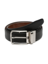 Load image into Gallery viewer, Men Black Textured Genuine Leather Reversible Belt