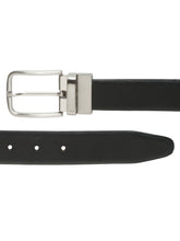 Load image into Gallery viewer, Men Black Textured Genuine Leather Reversible Belt