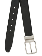 Load image into Gallery viewer, Men Black Textured Genuine Leather Reversible Belt