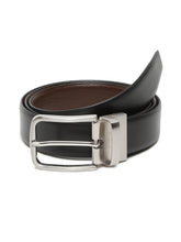 Load image into Gallery viewer, Men Black Textured Genuine Leather Reversible Belt