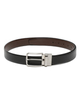Load image into Gallery viewer, Men Black Textured Genuine Leather Reversible Belt