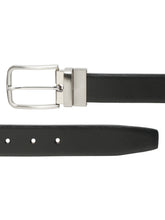 Load image into Gallery viewer, Men Black Textured Genuine Leather Reversible Belt