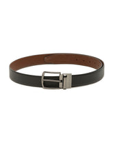 Load image into Gallery viewer, Men Black Textured Genuine Leather Reversible Belt