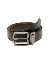 Load image into Gallery viewer, Men Black Textured Genuine Leather Reversible Belt