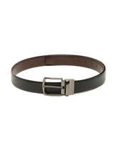 Load image into Gallery viewer, Men Black Textured Genuine Leather Reversible Belt
