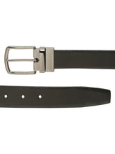 Load image into Gallery viewer, Men Black Textured Genuine Leather Reversible Belt