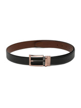 Load image into Gallery viewer, Men Black Textured Genuine Leather Reversible Belt