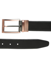 Load image into Gallery viewer, Men Black Textured Genuine Leather Reversible Belt