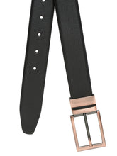 Load image into Gallery viewer, Men Black Textured Genuine Leather Reversible Belt