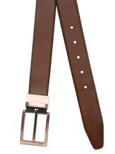Load image into Gallery viewer, Men Black Textured Genuine Leather Reversible Belt