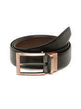 Load image into Gallery viewer, Men Black Textured Genuine Leather Reversible Belt