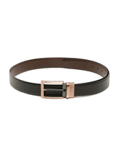 Load image into Gallery viewer, Men Black Textured Genuine Leather Reversible Belt