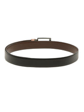 Load image into Gallery viewer, Men Black Textured Genuine Leather Reversible Belt