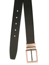 Load image into Gallery viewer, Men Black Textured Genuine Leather Reversible Belt