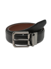 Load image into Gallery viewer, Men Black Textured Genuine Leather Reversible Belt