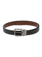 Load image into Gallery viewer, Men Black Textured Genuine Leather Reversible Belt