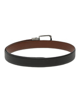 Load image into Gallery viewer, Men Black Textured Genuine Leather Reversible Belt