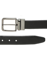 Load image into Gallery viewer, Men Black Textured Genuine Leather Reversible Belt