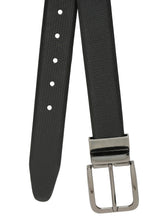 Load image into Gallery viewer, Men Black Textured Genuine Leather Reversible Belt
