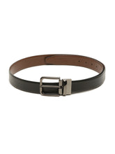Load image into Gallery viewer, Men Black Textured Genuine Leather Reversible Belt