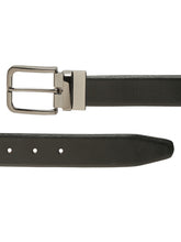 Load image into Gallery viewer, Men Black Textured Genuine Leather Reversible Belt