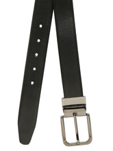 Load image into Gallery viewer, Men Black Textured Genuine Leather Reversible Belt