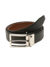 Load image into Gallery viewer, Men Black Textured Genuine Leather Reversible Belt